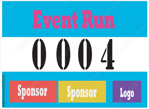 Blue colored marathon number bib isolated on white