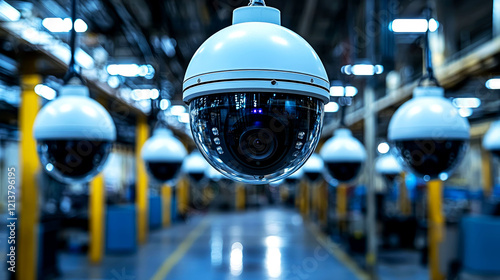 Surveillance System in a Modern Factory: High-Tech Security and Industrial Monitoring photo