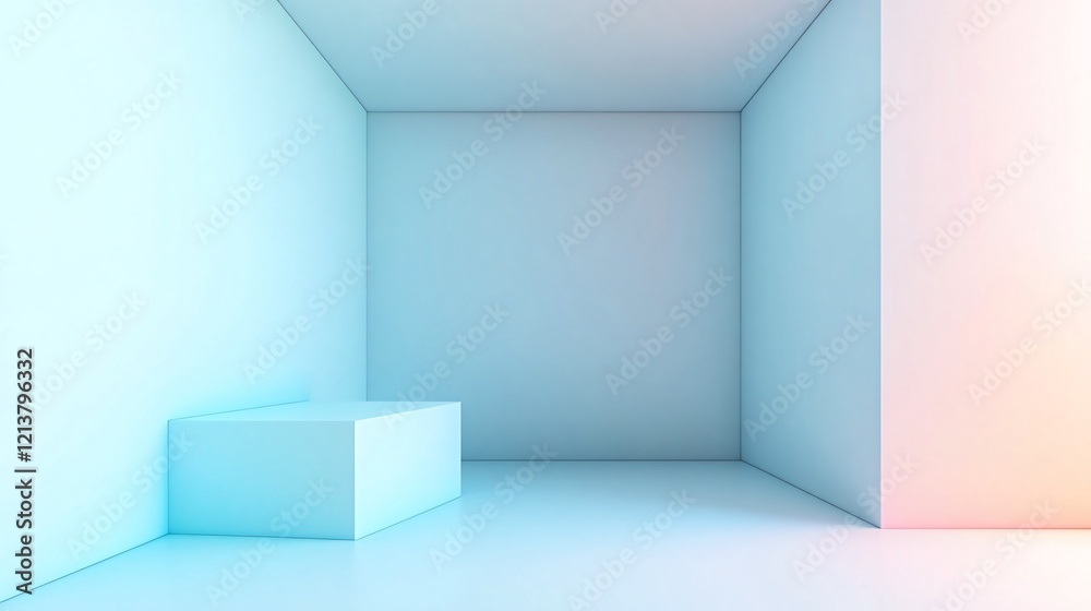 Pastel room, minimal cube, display, empty space, product background, website design