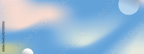 Abstract cirrus clouds. Light blue, pink color vector banner. Pastel gradient sky pattern. Blurred light fuzz colorful gradient background. Pastel smooth mesh shapes. Vector soft horizontal backdrop