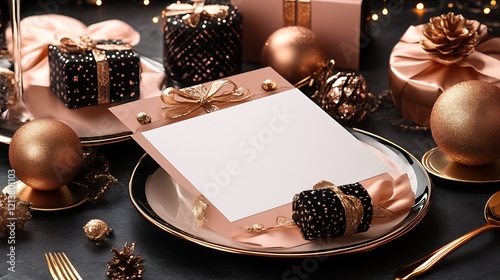 Elegant Holiday Place Setting with Blank Card