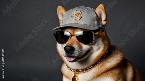 Stylish gangster hip hop superstar shiba dog posing