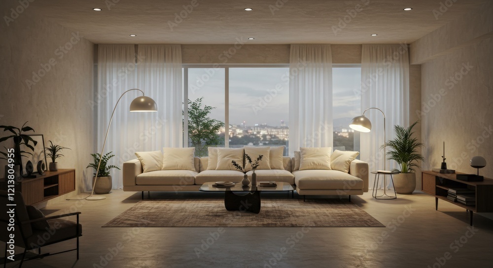 Fototapeta premium Modern Living Room with Natural Light