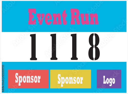 Blue colored marathon number bib isolated on white