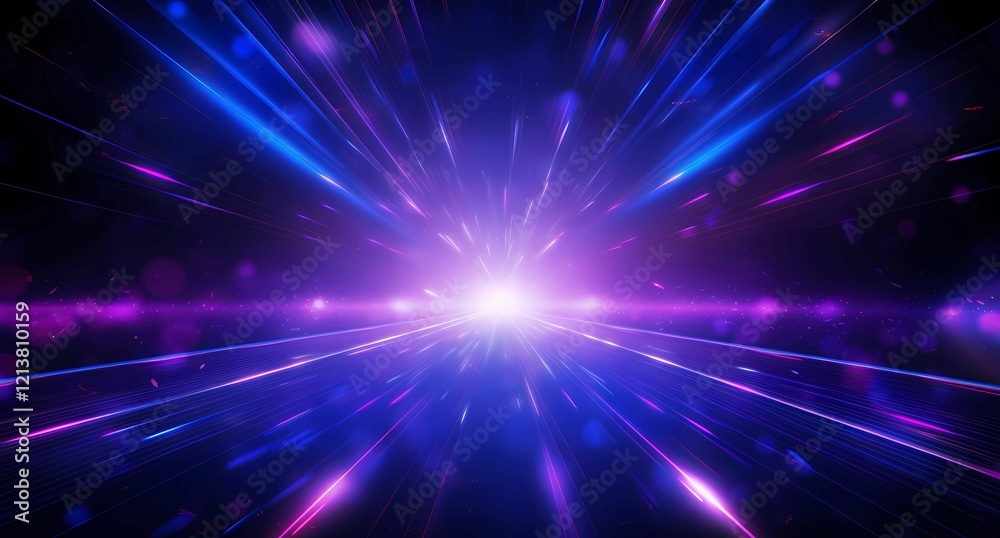 Fototapeta premium Abstract background with blue and purple neon rays of light