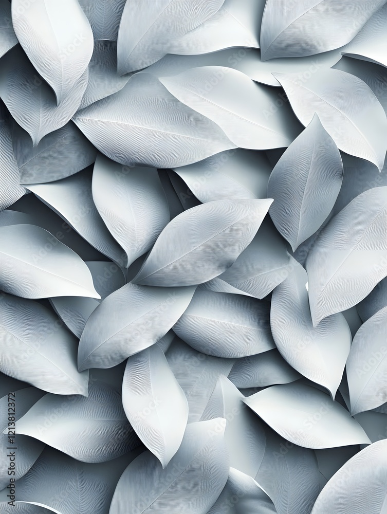 Obraz premium Seamless Abstract Decorative 3D Leaves Pattern Background in Monochrome Tones