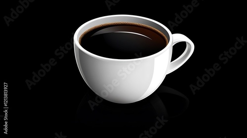 Aromatic Black Coffee in a White Cup: A Dark and Delightful Beverage photo