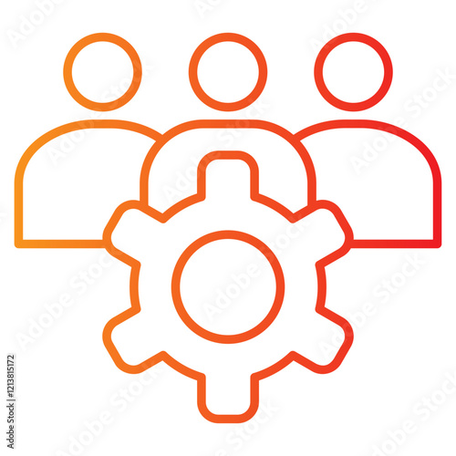 team management vector single icon with a line gradient style