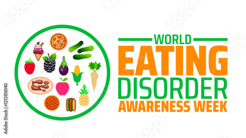 National world Eating Disorders Awareness Week background banner or poster design template. observed every year in February. Holiday concept. Use to any Template, card, poster, placard, template.