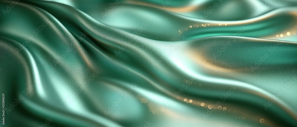 Obraz premium Teal fabric waves shimmering with soft reflections