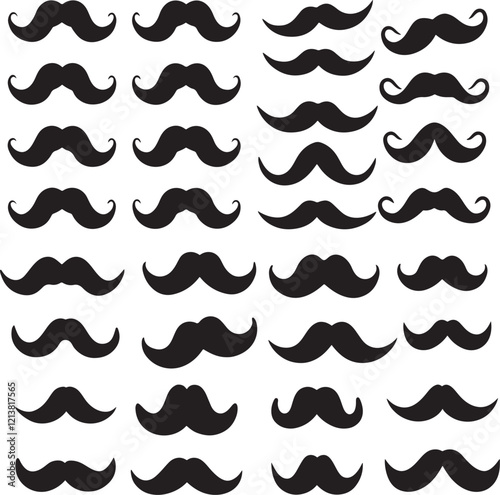 Moustache silhouette cartoon vector set .