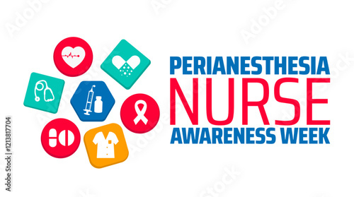 PeriAnesthesia Nurse Awareness Week PANAW background banner or poster design template. observed every year in February. Holiday concept. Use to any Template, card, poster, placard, template.