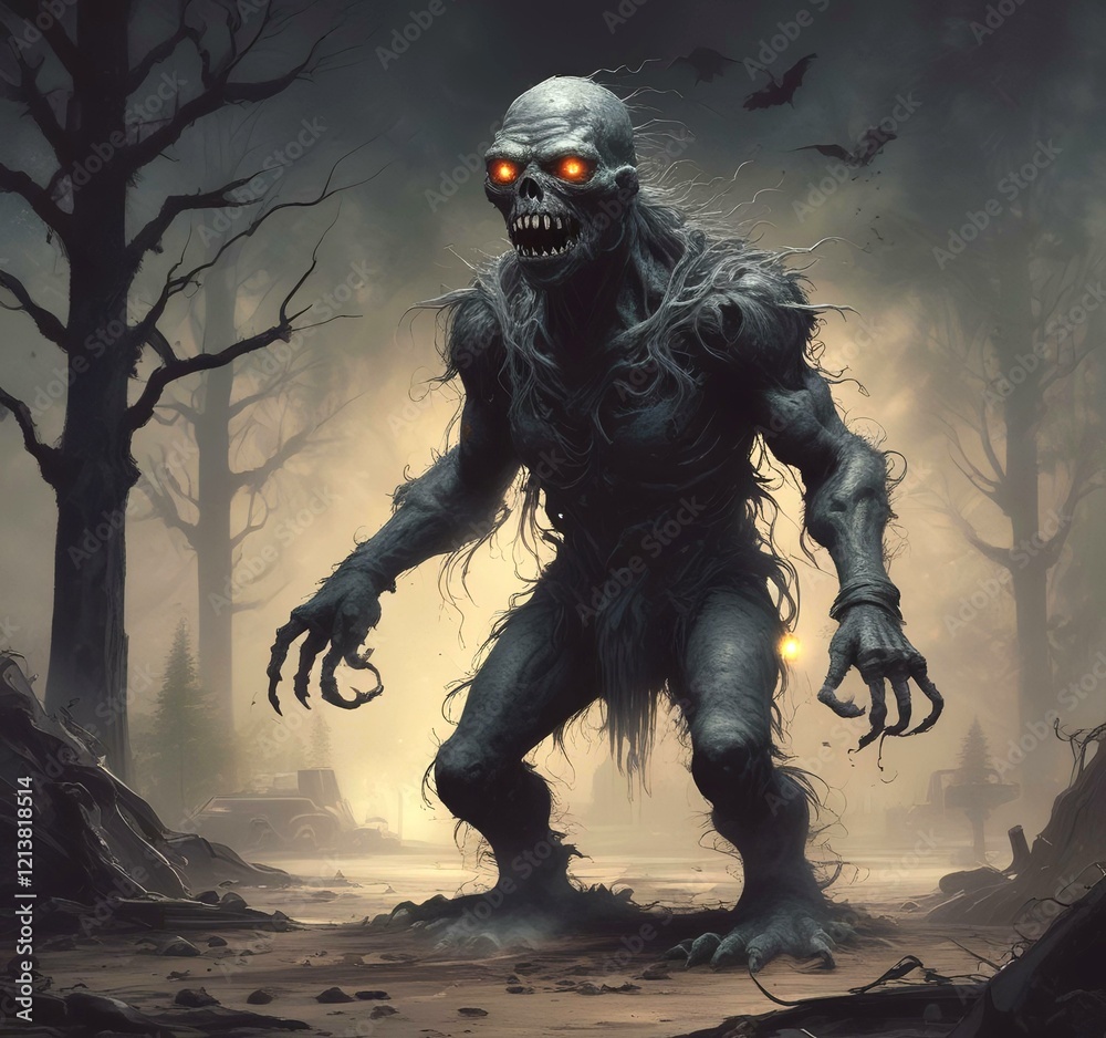 Fototapeta premium Illustration of dusty spooky monster