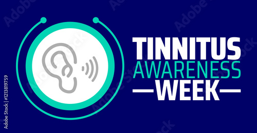 Tinnitus Awareness Week background banner or poster design template. observed every year in February. Holiday concept. Use to any Template, card, poster, placard, template.