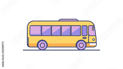 Modern Yellow Bus Thin Line Icon Illustration for Transit, Transport, and Travel Design Projects
