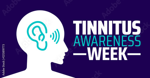 Tinnitus Awareness Week background banner or poster design template. observed every year in February. Holiday concept. Use to any Template, card, poster, placard, template.