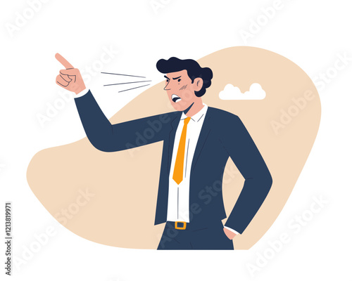 Business Whistleblower Pointing Out Misconduct - Minimalist Flat SVG Vector Illustration of a Man Disclosing Illegal Information in a Corporate Setting
