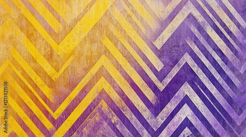 Abstract Chevron Pattern in Yellow and Purple Hues