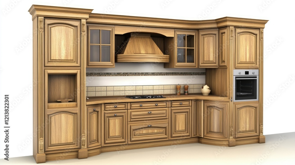 Elegant Wooden Kitchen Design with Modern Appliances and Layout