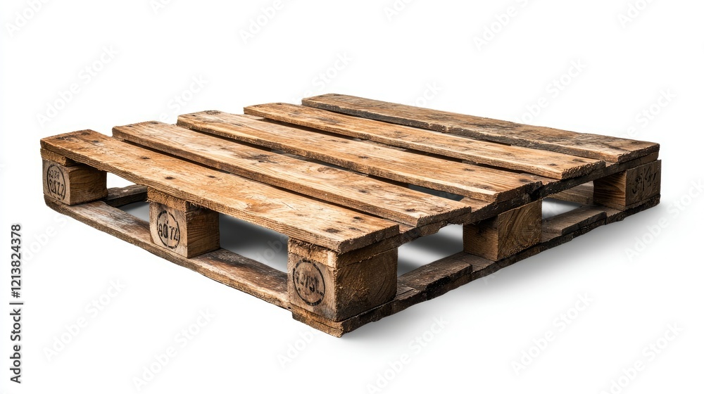 Detailed Wooden Pallet on White Background for Industrial Use