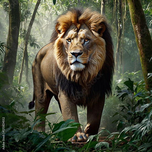 lion in the forest