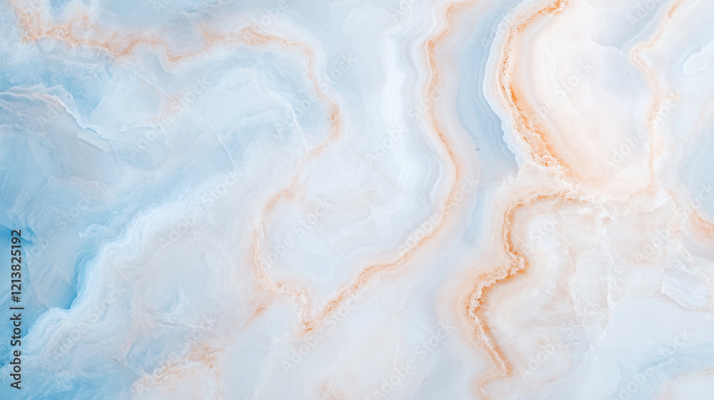 Obraz premium Blue Onyx Marble Texture: A captivating image showcasing the luxurious swirls and veins of blue onyx marble, with its delicate blend of light blue, white, and beige tones.