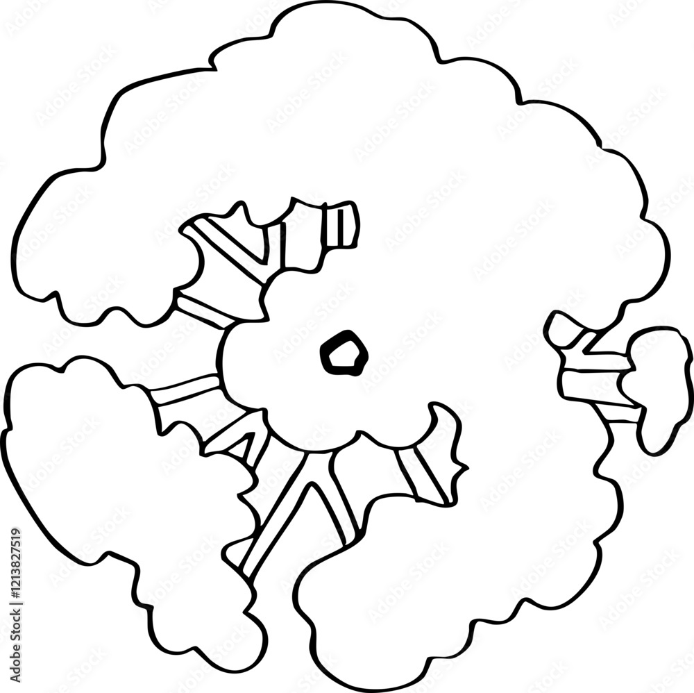 minimalist hand drawn cartoon top view of tree illustration. minimalist hand drawn cartoon top view of tree illustration.