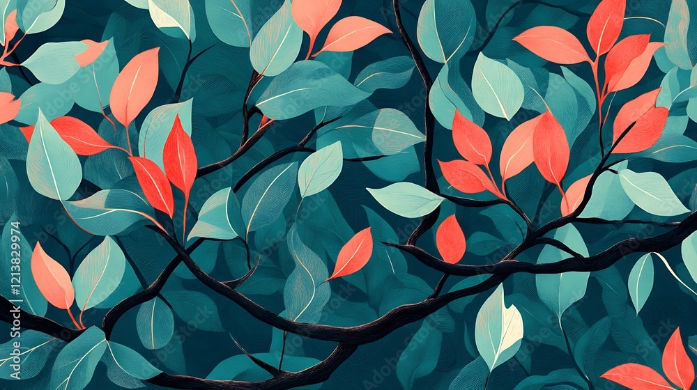 Enchanted Forest: A Dreamlike Tree with Coral Leaves