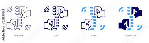 Fist bump icon in 4 different styles. Thin Line, Line, Bold, and Bold Line. Duotone style. Editable stroke