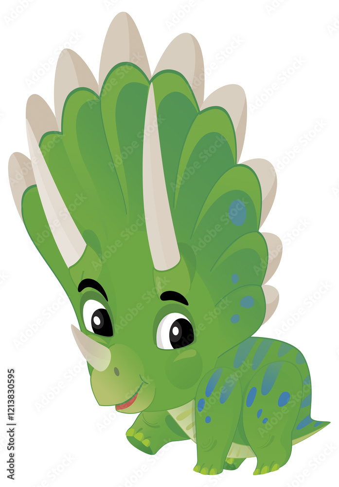 cartoon scene with happy prehistoric animal triceratops dino dinosaur smiling and walking isolated on white background illustration for children cartoon scene with happy prehistoric animal triceratops dino dinosaur smiling and walking isolated on white background illustration for children
