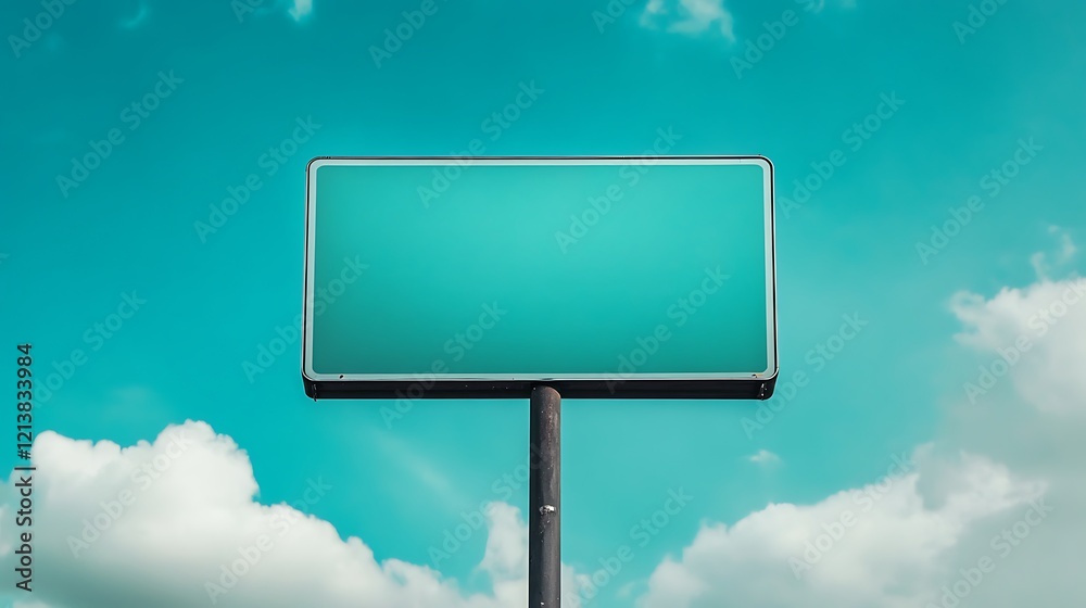 Blank Billboard Against a Vibrant Turquoise Sky Blank Billboard Against a Vibrant Turquoise Sky