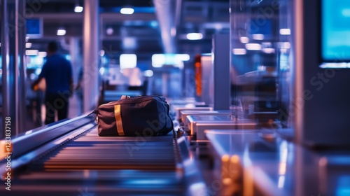 Wallpaper Mural Close-up of a security checkpoint at an airport, featuring a metal detector and conveyor belt, illustrating travel safety and airport security procedures.	 Torontodigital.ca