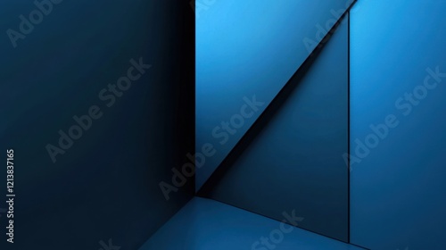 Fototapeta Naklejka Na Ścianę i Meble -  Modern blue background with clean lines for design, featuring white space in the center for text. Ideal for modern banners and abstract wallpapers.