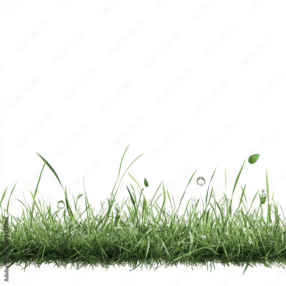 Fototapeta premium Lush Green Grass Isolated on White Background Vibrant Nature Texture for Design and Compositing