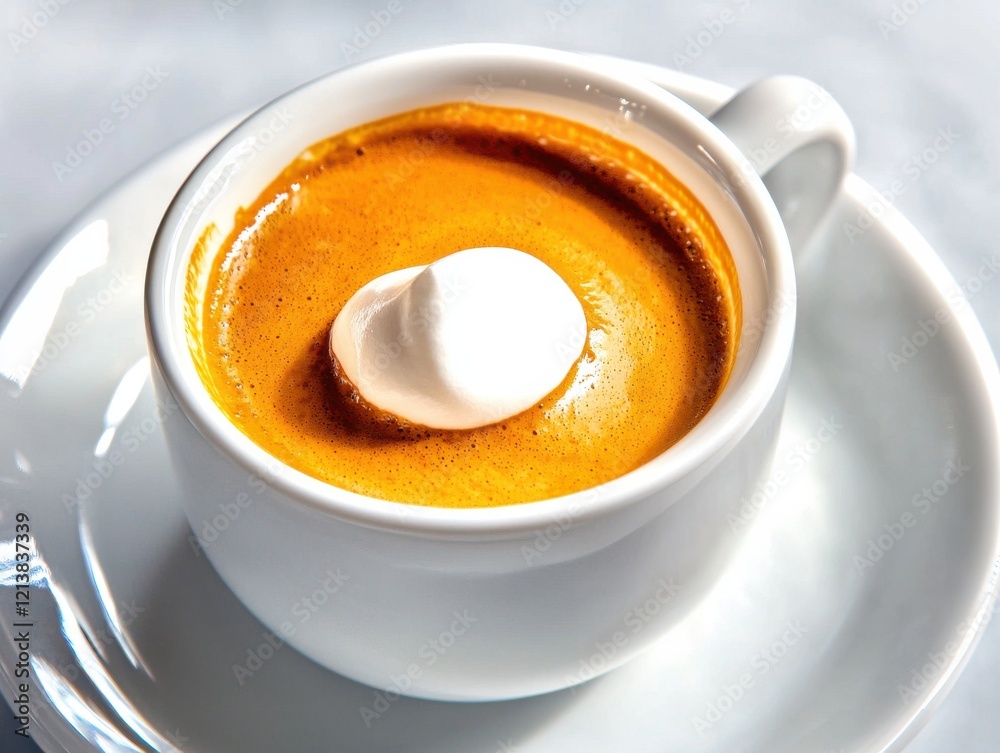 Elegant closeup of classic macchiato with milk foam coffee shop beverage minimalist setting artistic view Elegant closeup of classic macchiato with milk foam coffee shop beverage minimalist setting artistic view