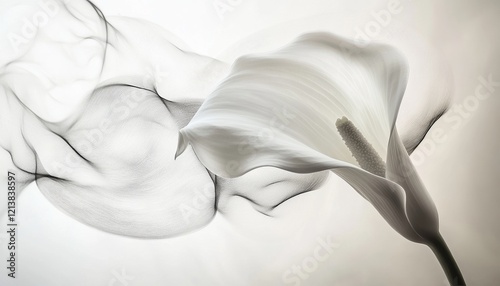 White Calla Lily Gracefully Intertwined With Abstract Smoke