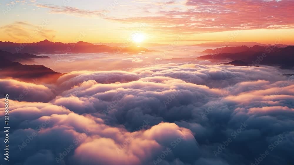 Golden Hour Above the Clouds: A breathtaking panorama of fluffy clouds bathed in the warm glow of a setting sun. Golden Hour Above the Clouds: A breathtaking panorama of fluffy clouds bathed in the warm glow of a setting sun.