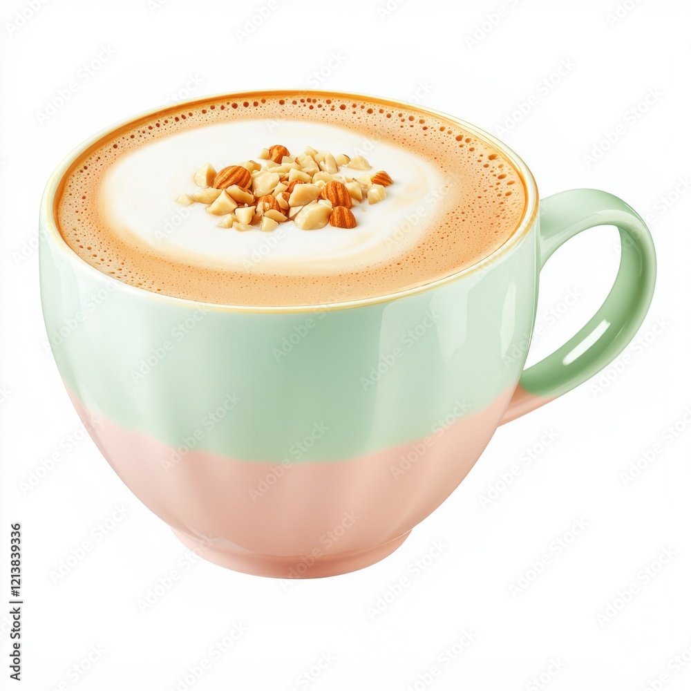 Savoring creamy macadamia nut coffee latte in a cozy inviting ambiance centered elegance for warm moments Savoring creamy macadamia nut coffee latte in a cozy inviting ambiance centered elegance for warm moments