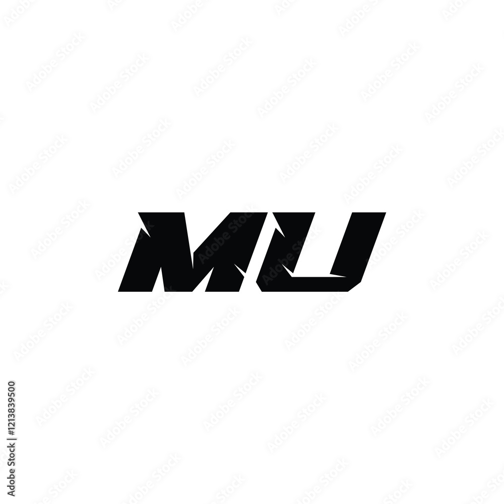 Obraz premium MU monogram logo design letter text name symbol monochrome logotype alphabet character simple logo