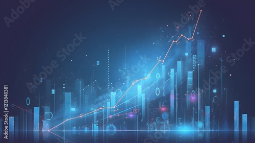Futuristic chart with arrows indicating growth, representing business and economic expansion
