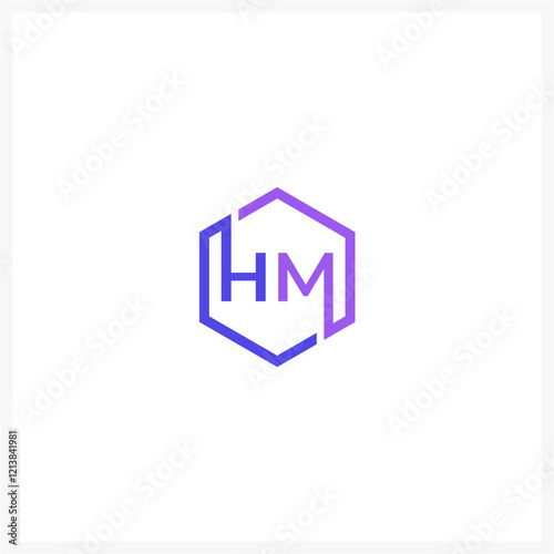  letter hm logo polygon 