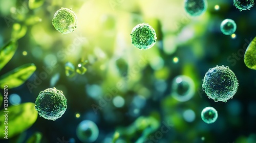 Microscopic Green Cells Nature Background Image