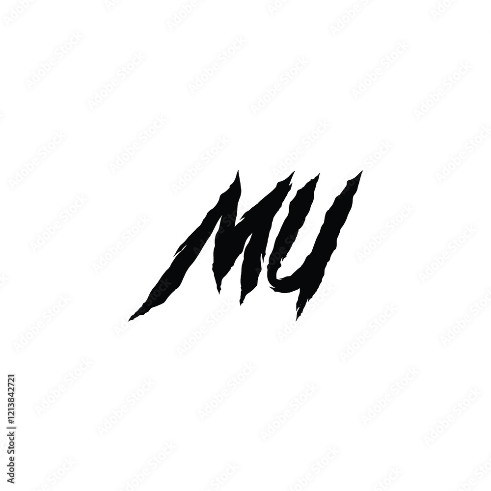 Obraz premium MU monogram logo design letter text name symbol monochrome logotype alphabet character simple logo