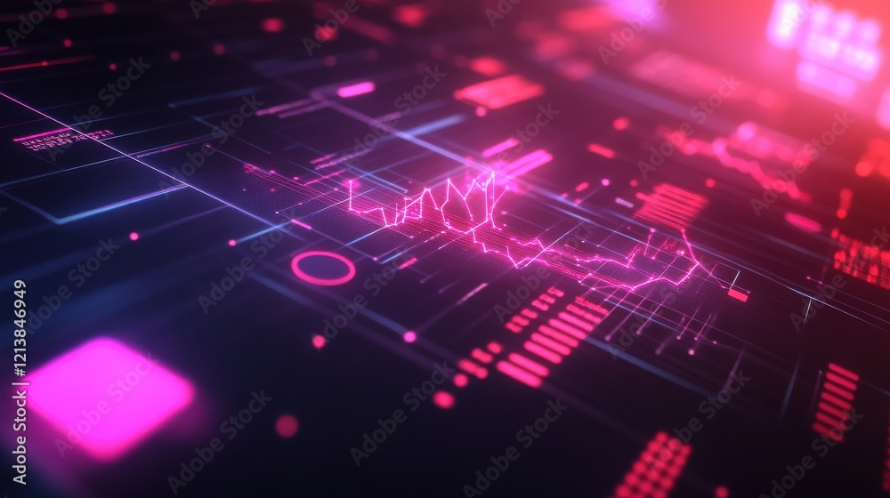 Obraz premium Vibrant Visualization of Data Streams with Neural Networks