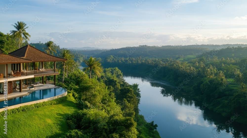 Perched on the riverbank, this opulent villa offers breathtaking views and luxurious serenity for discerning travelers. Perched on the riverbank, this opulent villa offers breathtaking views and luxurious serenity for discerning travelers.