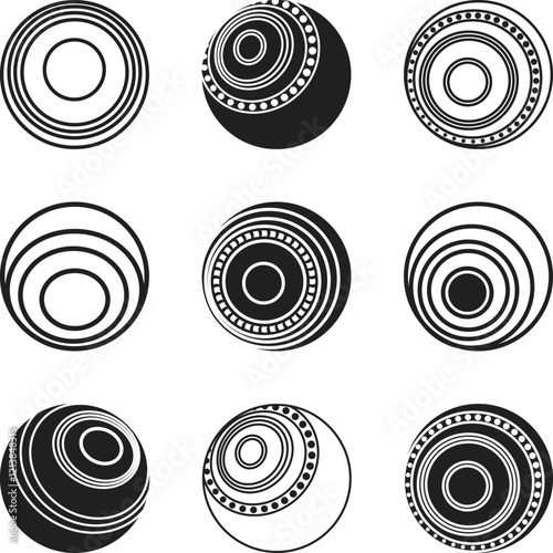 Set of Lawn ball Icons design vector Silhouette illustration, Lawn Bowls Icon flat isolated illustration