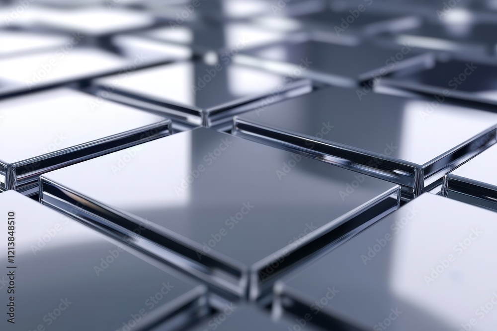 Reflective tiles create a mesmerizing pattern of light and texture in a modern setting at dusk. Generative AI Reflective tiles create a mesmerizing pattern of light and texture in a modern setting at dusk. Generative AI