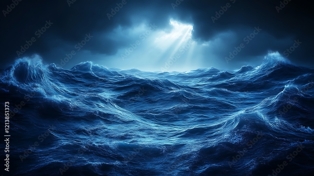 Fototapeta premium Dramatic Ocean Waves Under a Dark Stormy Sky