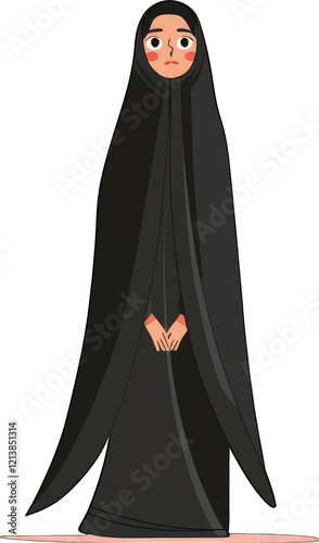 A young woman wearing a traditional black chador photo