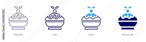 Bingsu icon in 4 different styles. Thin Line, Line, Bold, and Bold Line. Duotone style. Editable stroke